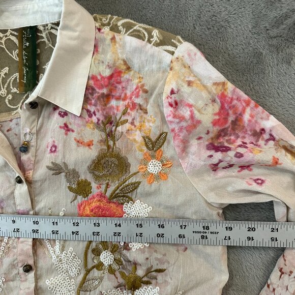 Aratta Silent Journey The Thought Of You Blouse Top Shirt XS Embroidered Sequin - Picture 7 of 8